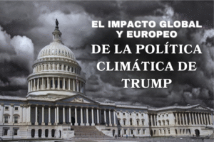 Edificio del Capitolio bajo cielo tormentoso representando el impacto global de la política climática de Trump